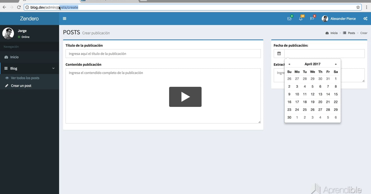 15. Implementación de un selector de fechas 'datepicker'