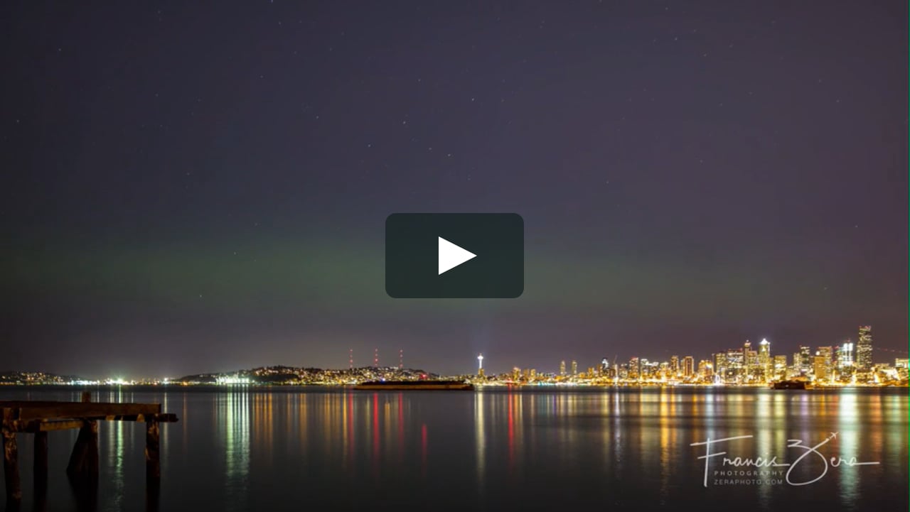 Aurora borealis over Seattle on Vimeo