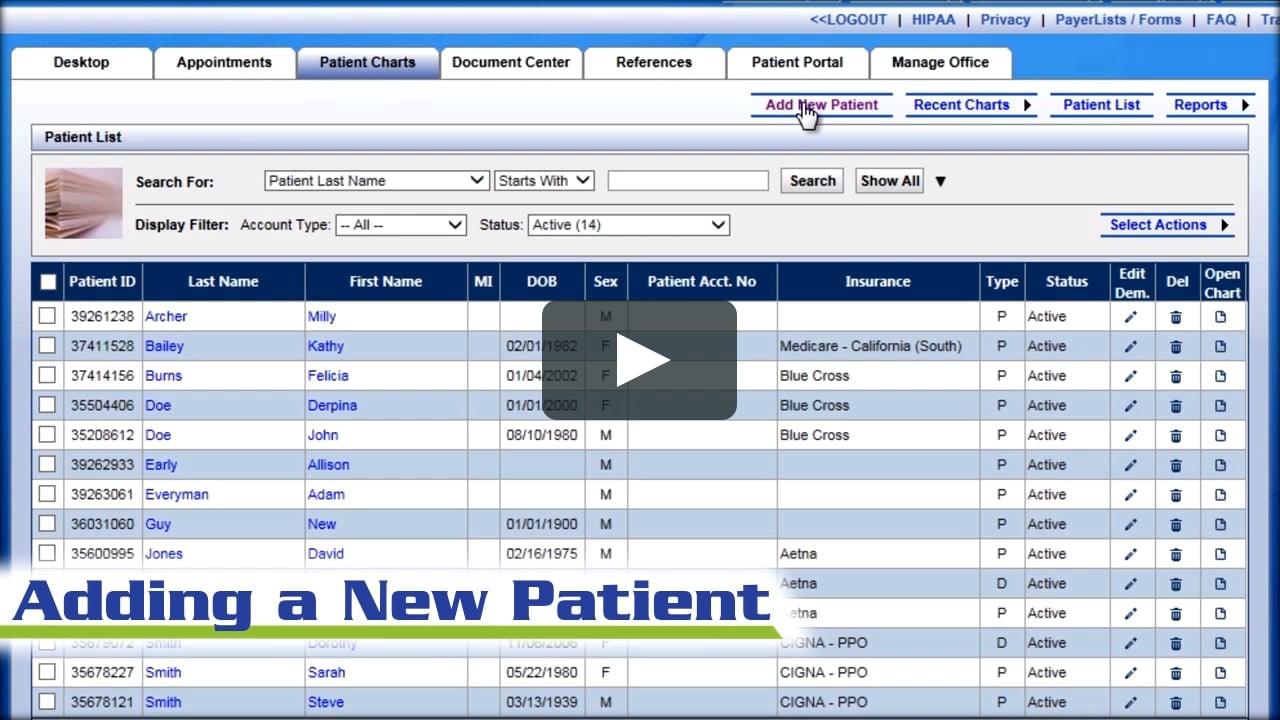 EHR 24 7 Adding Patients In EHR On Vimeo