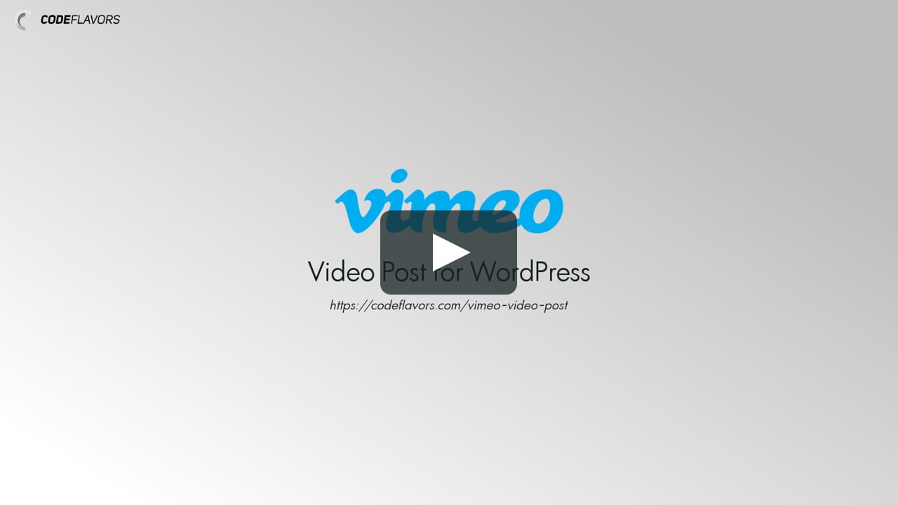 WordPress plugin - Vimeo Video Post on Vimeo