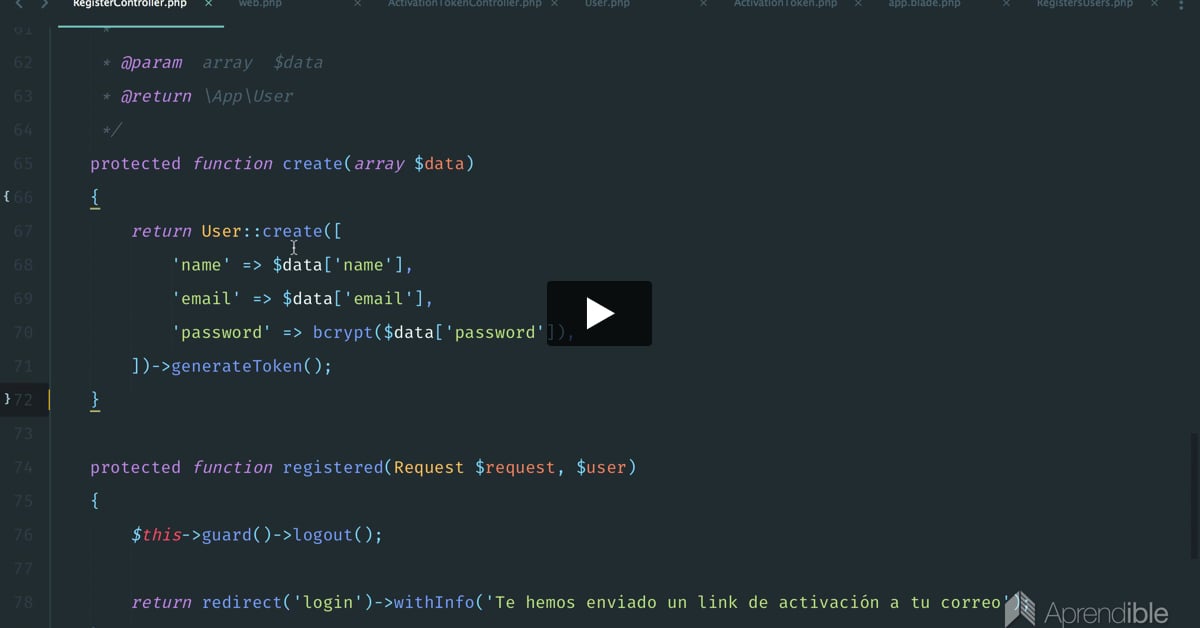 25. Enviando email de activación