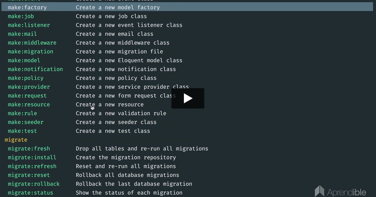 10. Comando make factory