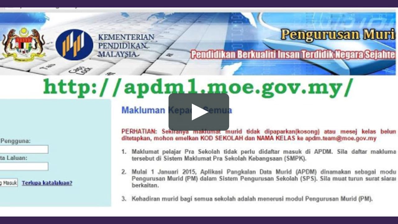 Apdm pangkalan data murid online