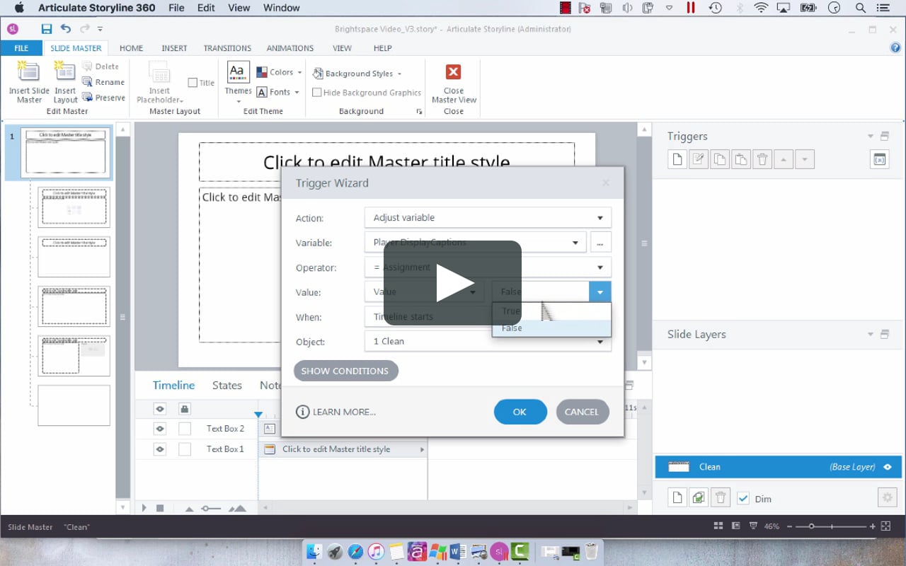 Have Closed Captioning On By Default In Articulate Storyline 360 On Vimeo