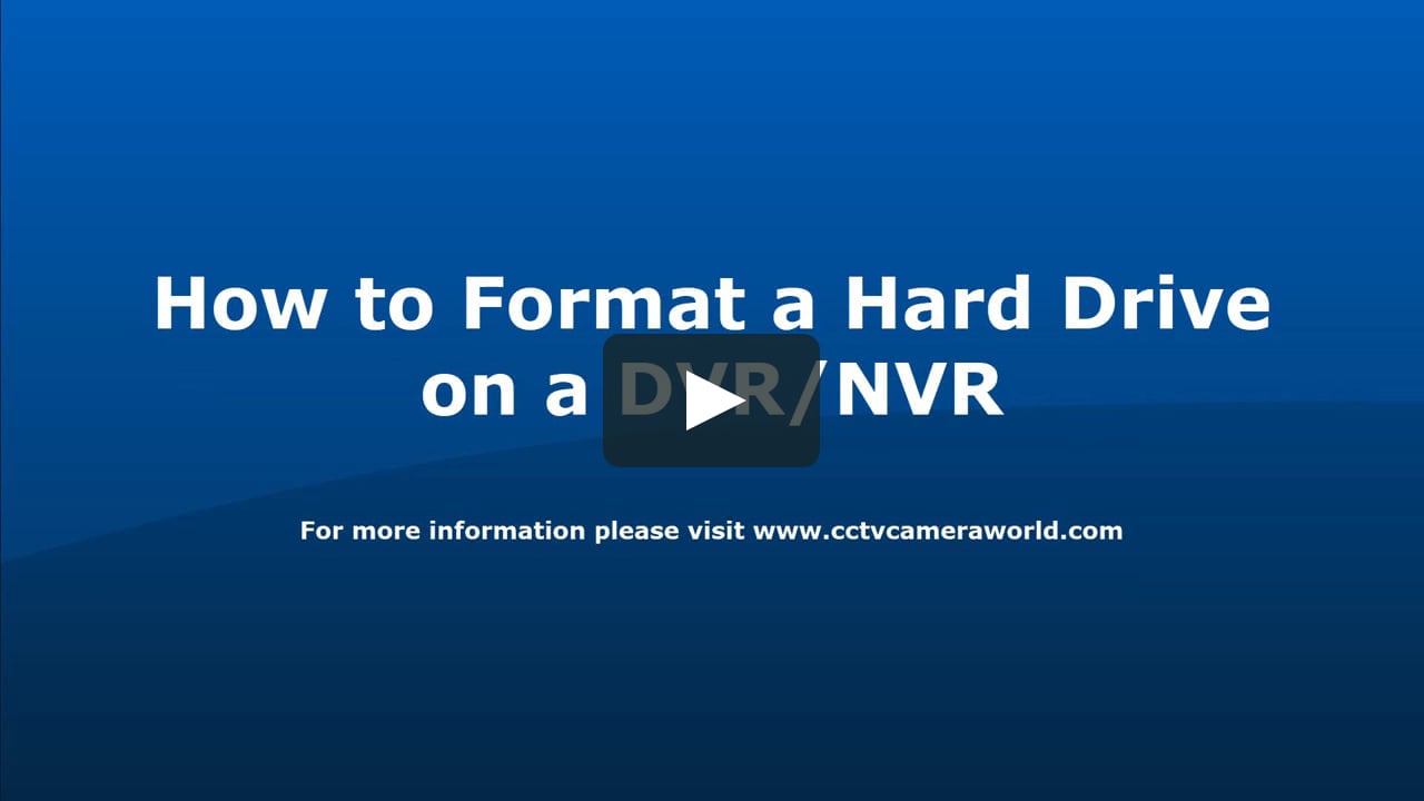 how to reformat hard drive removed from dvr