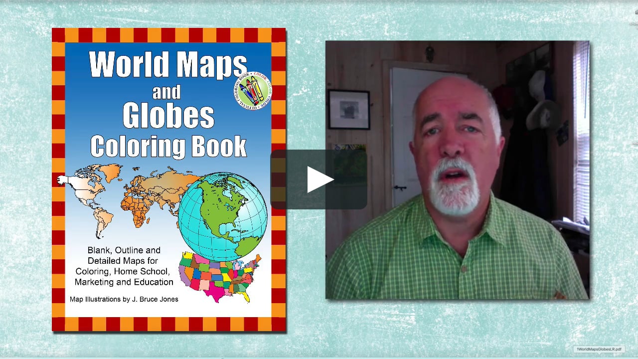 Home School and Education World Maps and Globes Coloring Book Outline and Detailed Maps for Coloring Blank 
