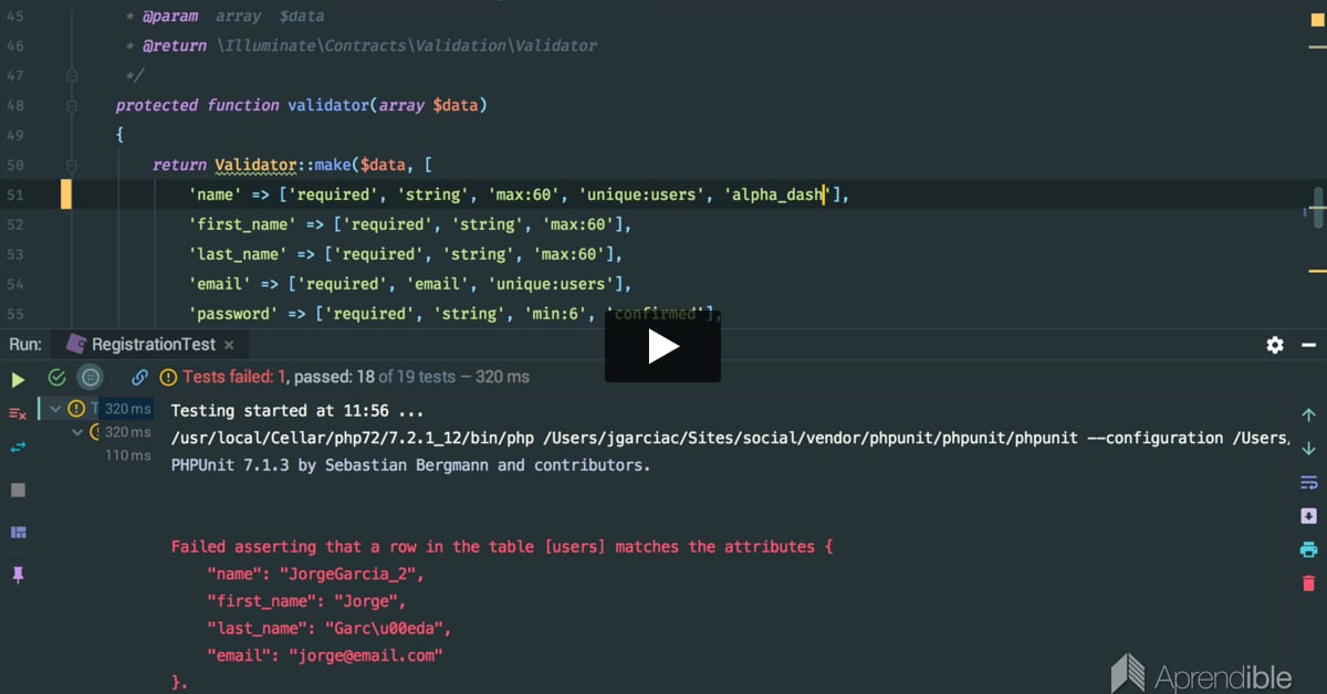 47. Validando el username