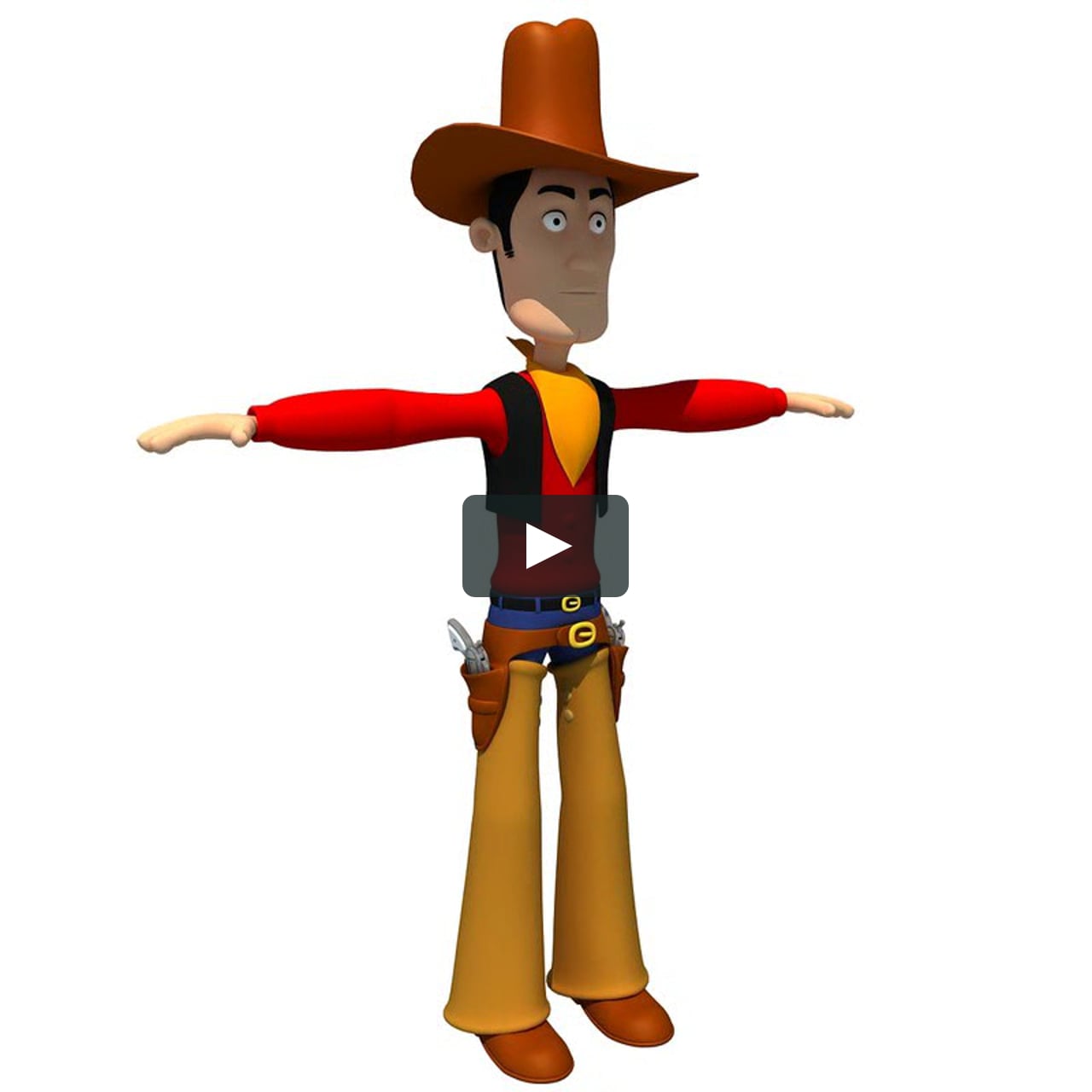 Cartoon Cowboy Character 3D Model on Vimeo