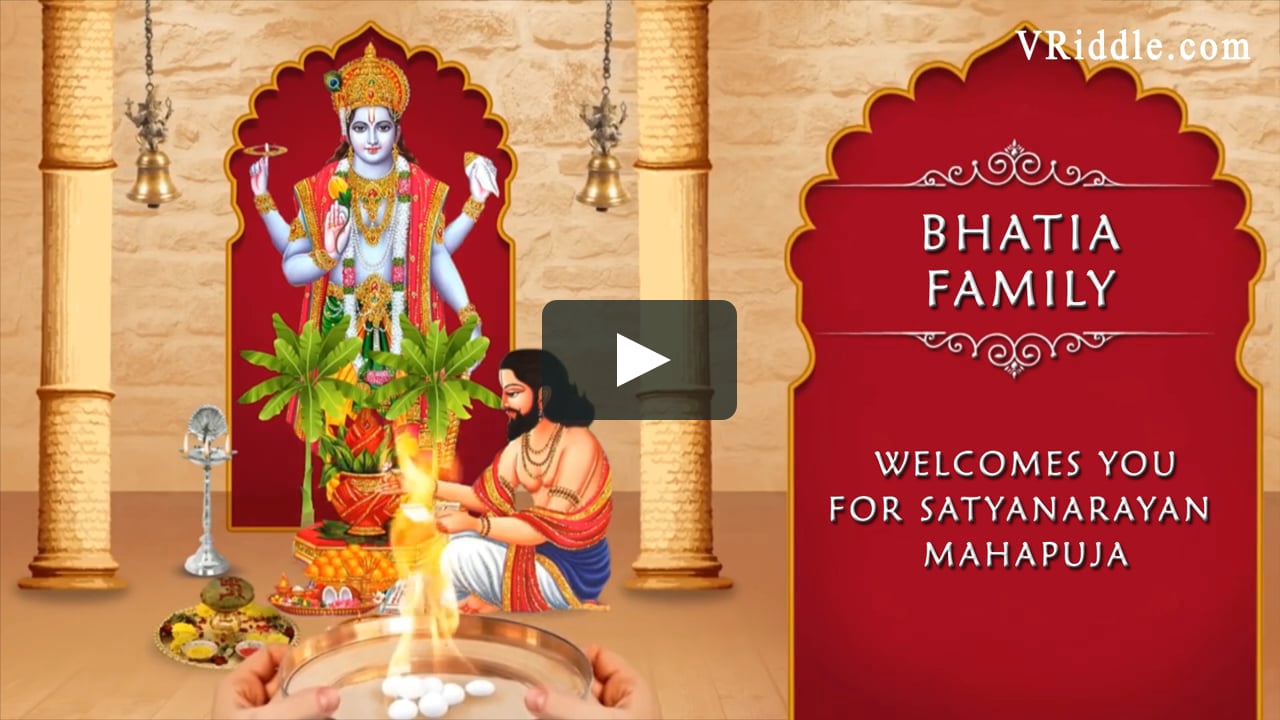 Satyanaran Puja Hindu Temple Graphic Traditional Invitation on Vimeo