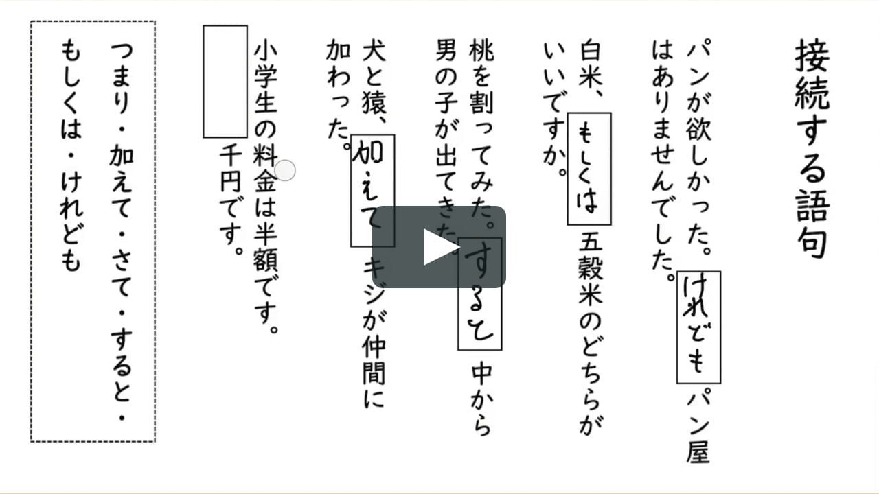 指示する語句 接続する語句 接続する語句 練習 On Vimeo