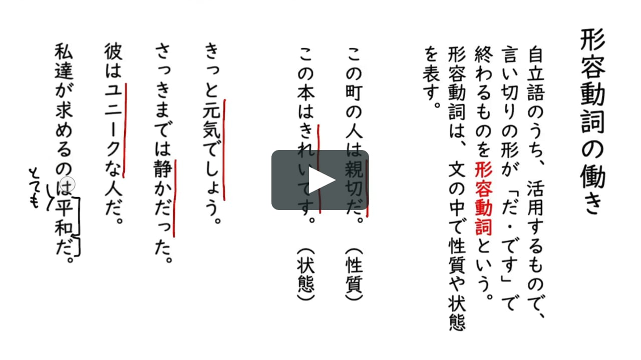 形容詞 形容動詞 形容動詞の働き On Vimeo 形容詞 形容動詞 形容動詞の働き On Vimeo