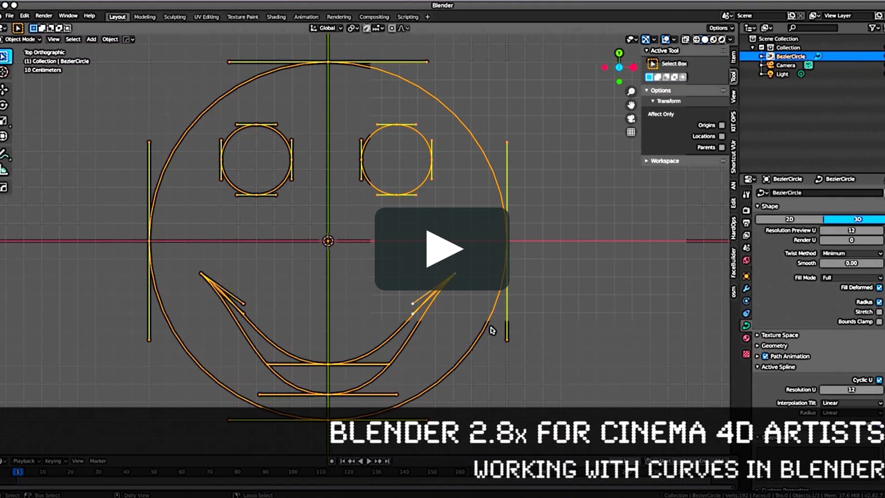 Writer Whimsical hierarchy Blender for C4D Artists - 01_05 Working with Curves in Blender 2.8x on Vimeo