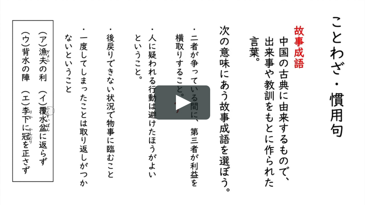 いろいろな語句 ことわざ 慣用句 故事成語 On Vimeo いろいろな語句 ことわざ 慣用句 故事成語 On Vimeo