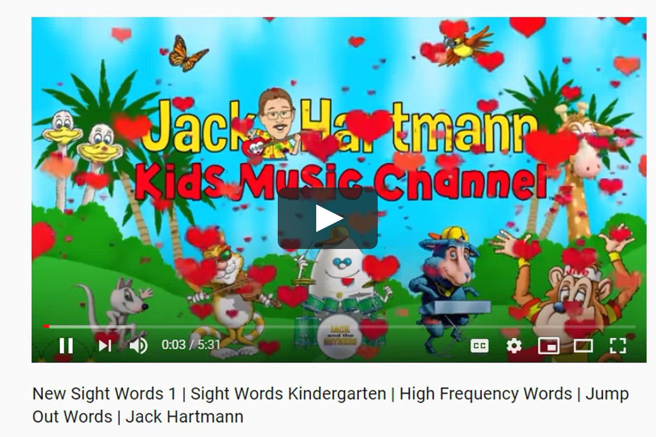 jack hartmann dolch sight words