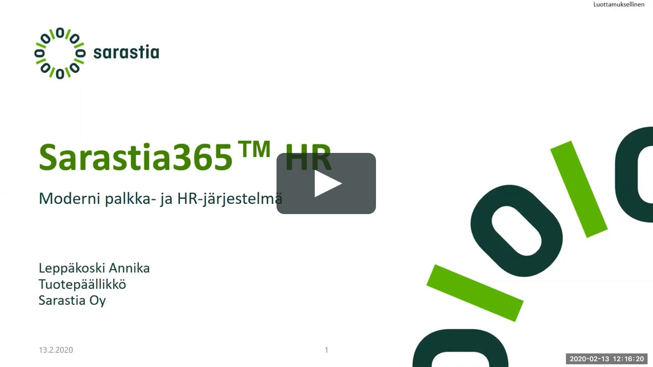 Sarastia365 HR - Moderni palkka ja HR -järjestelmä on Vimeo