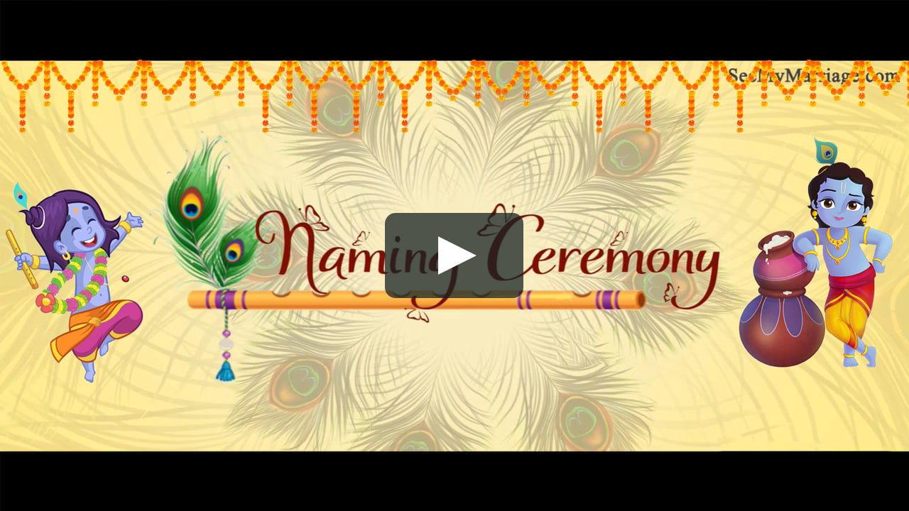 Little Kanhaiya Naming Ceremony Video Invitation Little Krishna. Creamy  Background, Peacock Feather And Photo Frame on Vimeo