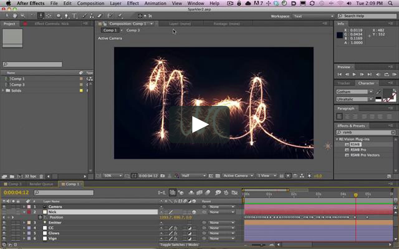 sparkler writing after effects trapcode