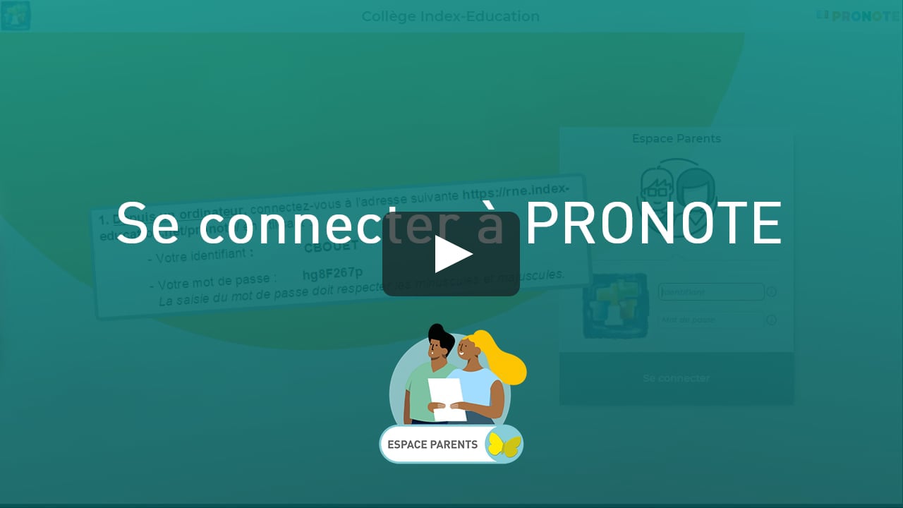 PRONOTE pour les familles  Se connecter à PRONOTE on Vimeo