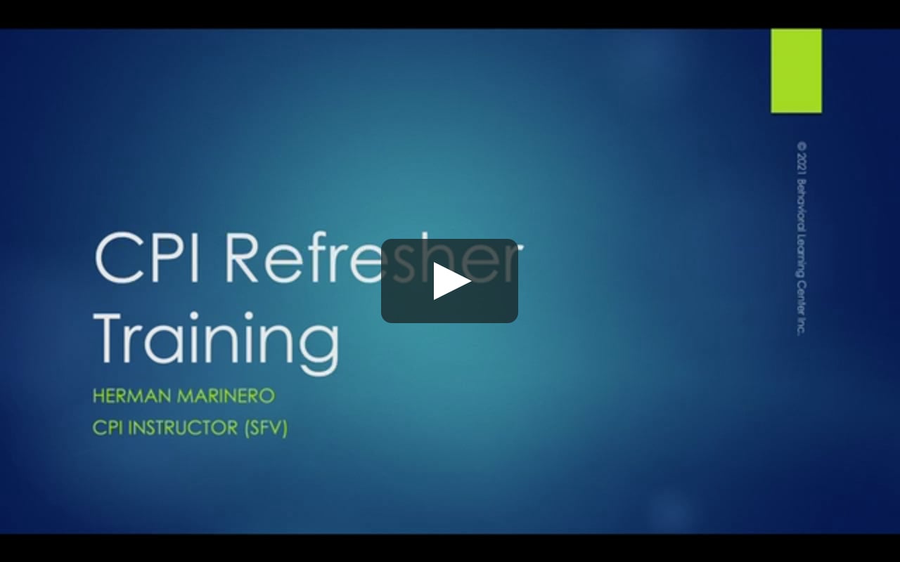 CPI Refresher Training 2nd Ed Video 480 on Vimeo