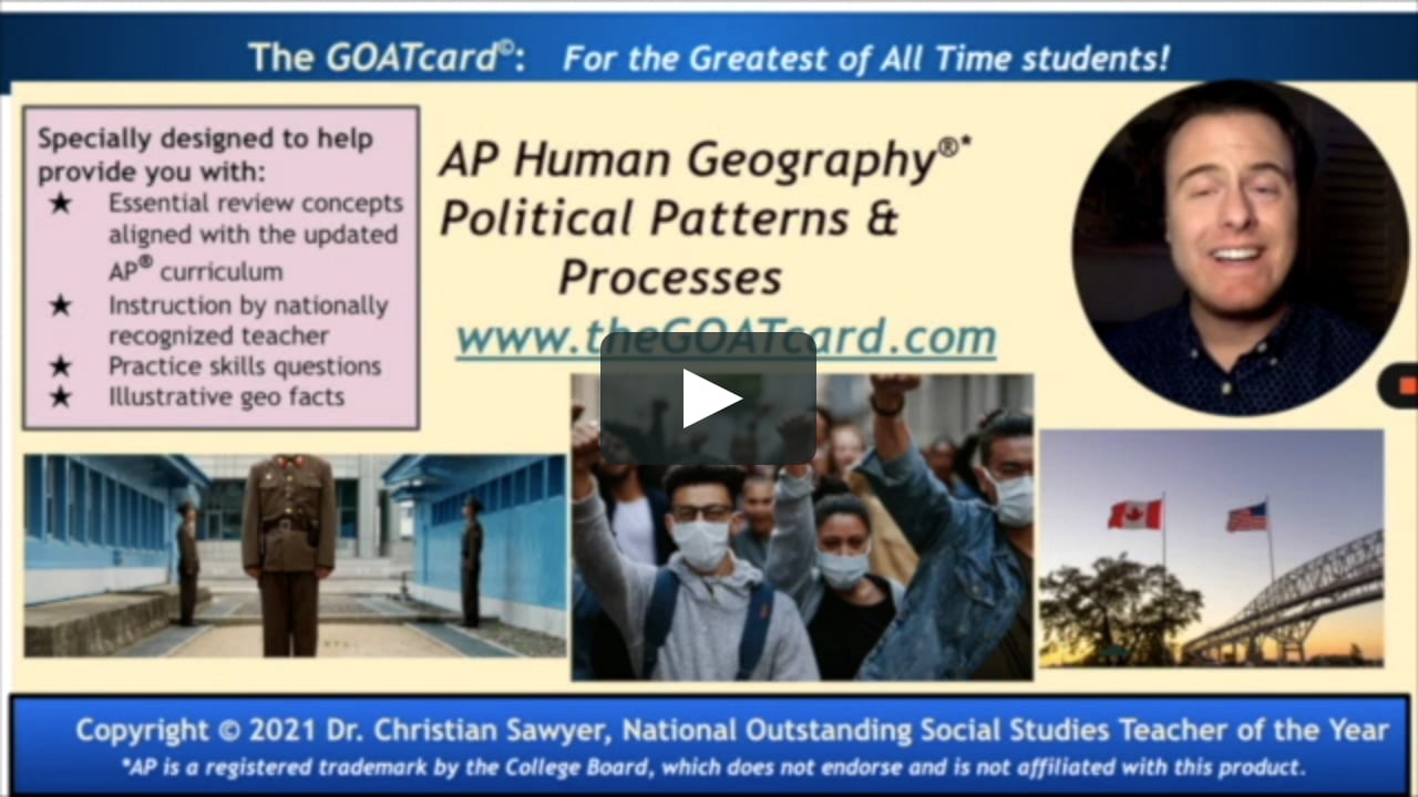 Watch AP Human Geography Political Patterns and Processes GOATcard