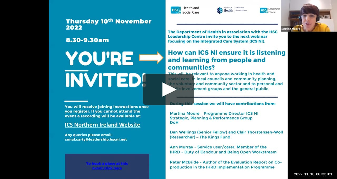 ICS Seminar 6 How can ICS NI ensure it is listening and learning from ICS Seminar 6 How can ICS NI ensure it is listening and learning from