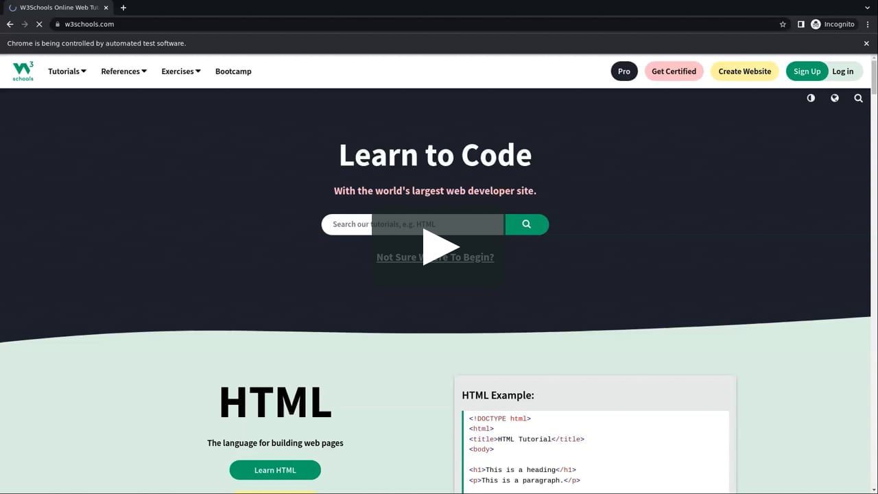 W3School login on Vimeo