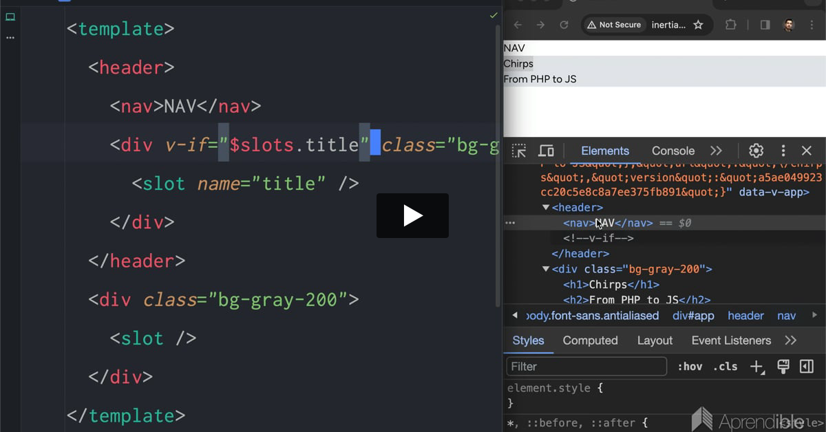 Layout Vue Componentes Layout Vue | Laravel Inertia VUE desde cero | Aprendible