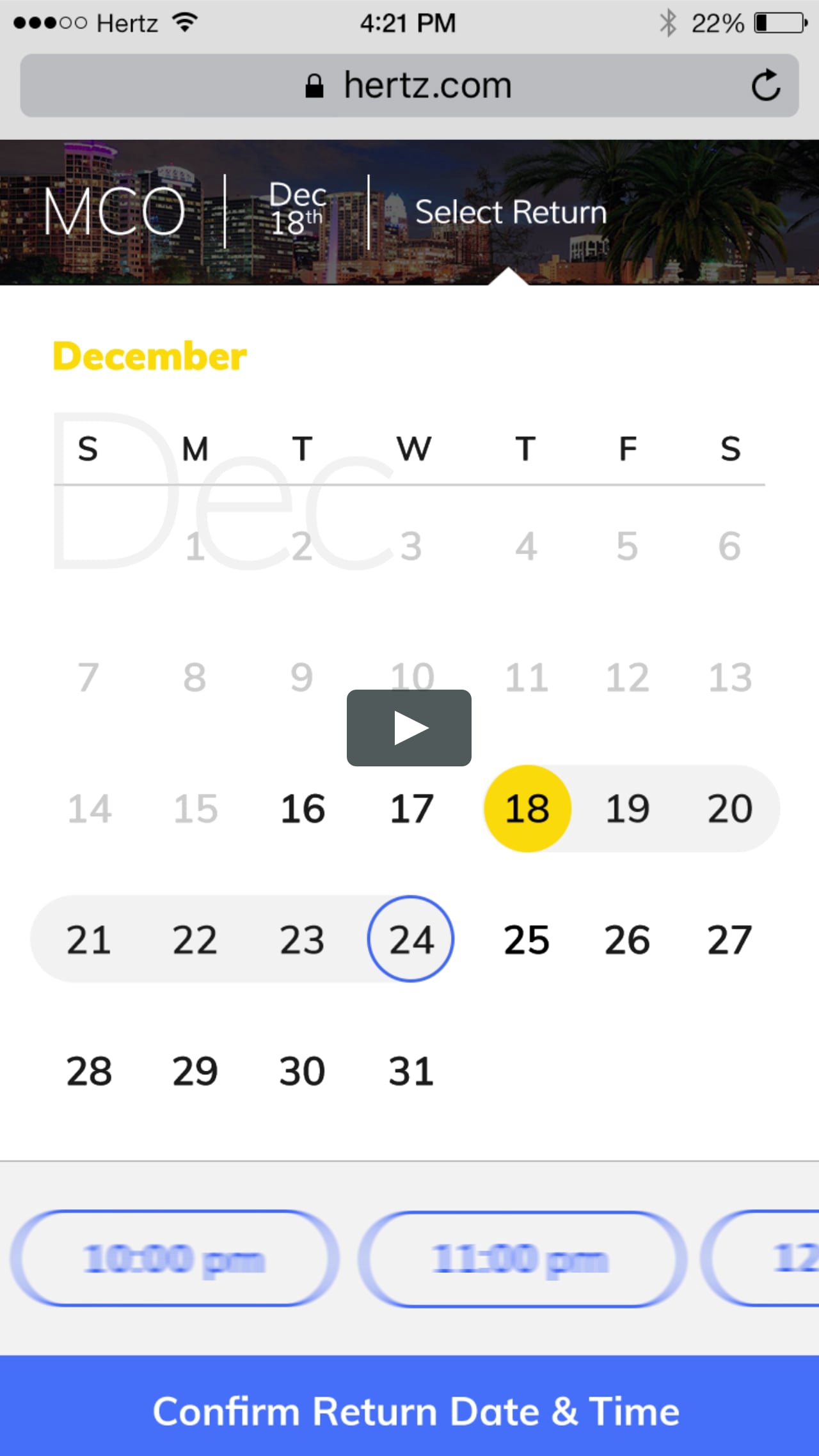 Hertz Car Rental Calendar Mockup on Vimeo