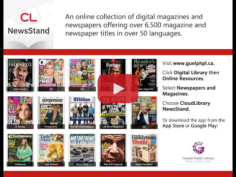 Enjoy learning more about our CloudLibrary Newsstand online resource. Available at no charge with your library card.