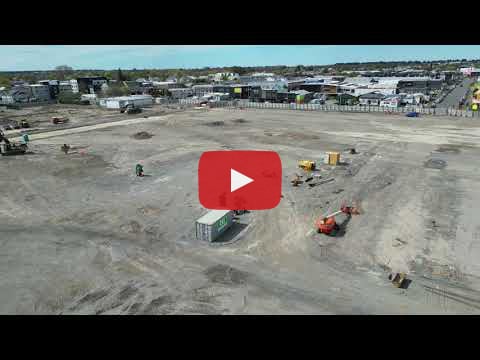 Drone footage showing current progress on the Te Kaha site.