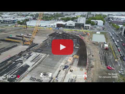 Drone footage of the Te Kaha site construction