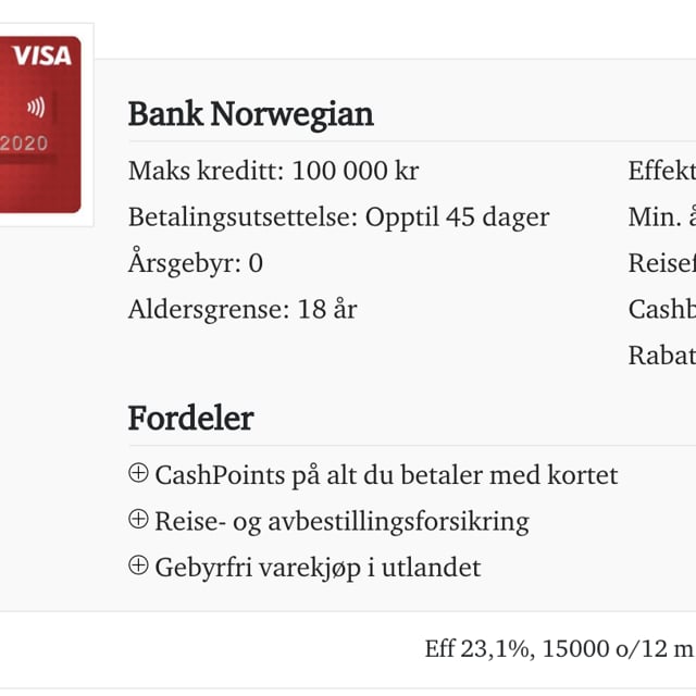 Årsgebyr visa