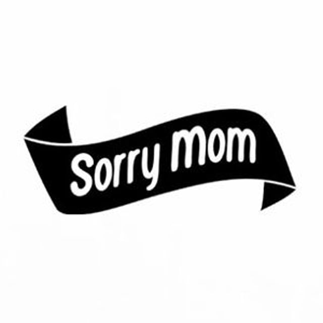 sorry mom sweatpants black and red