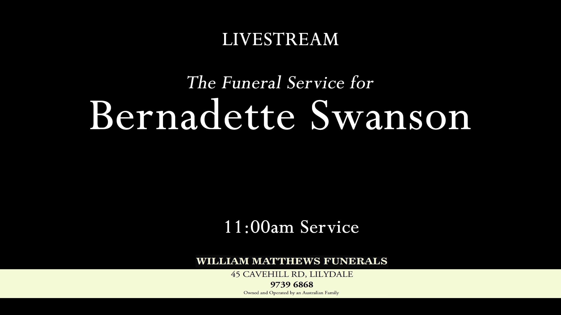 The Funeral Service for Bernadette Swanson