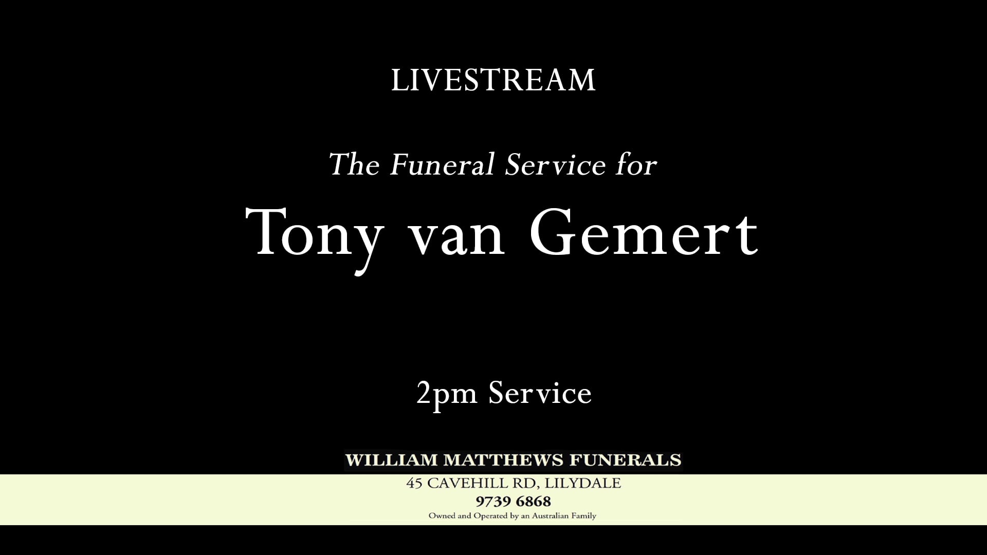 The Funeral Service For Tony Van Gemert