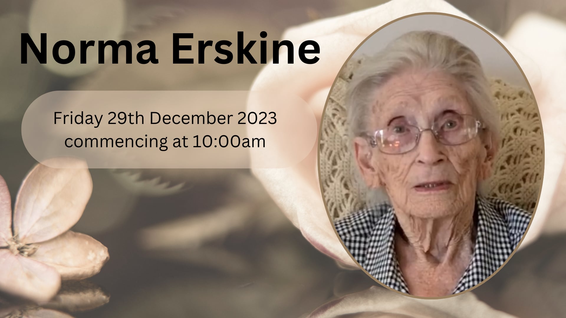 Funeral Service for the Late Norma Erskine