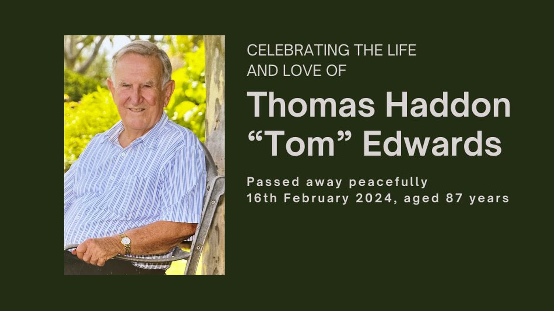 Celebrating the life and love of Thomas Haddon 