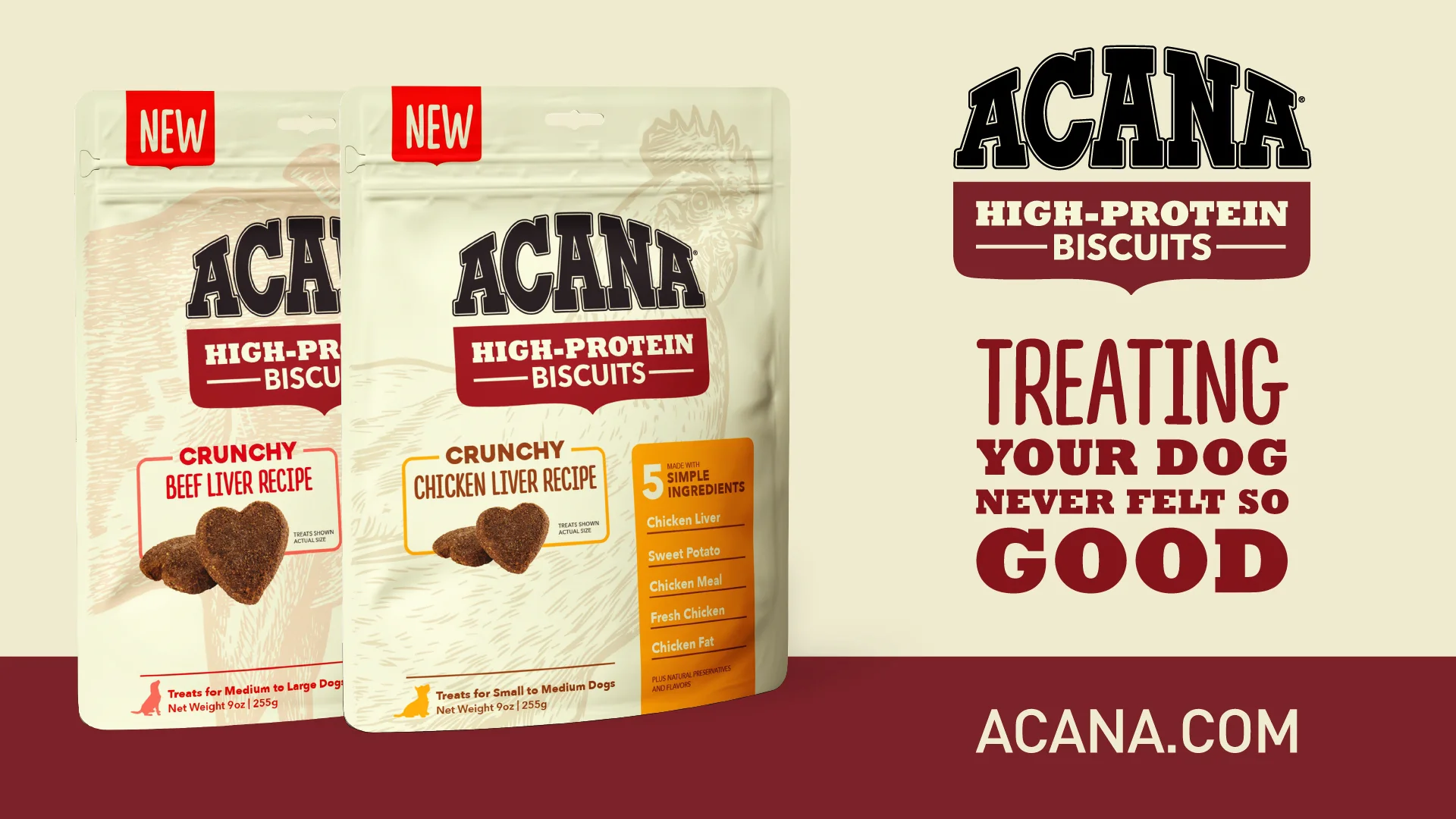 ACANA Crunchy Biscuits High-Protein Beef Liver Recipe Dog Treats ACANA Crunchy Biscuits High-Protein Beef Liver Recipe Dog Treats