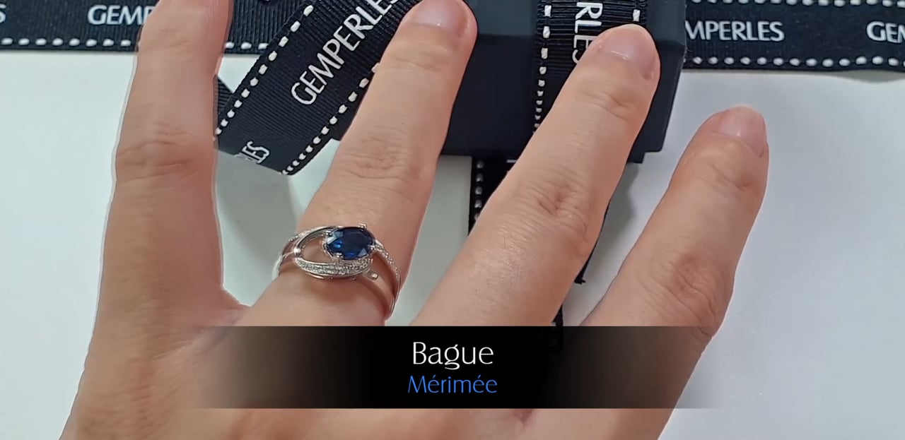Anello Mérimée - Oro Bianco, Diamanti & Zaffiro | Gemperles