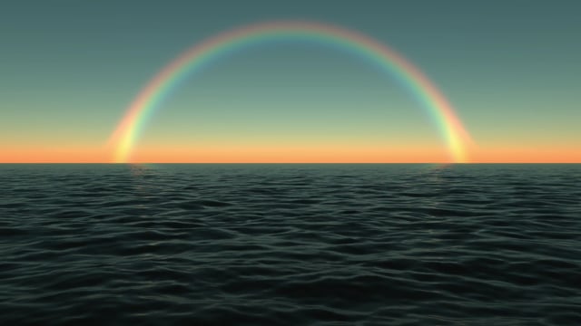 Rainbow, Sea, Sky, Ocean, Clouds