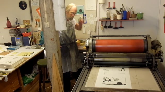 Bjørn Saastad lager litografi (Drømmeren)