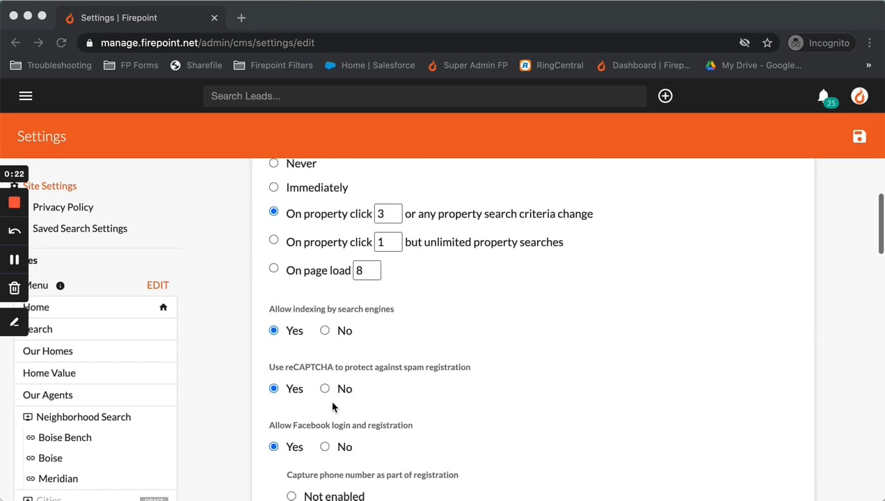 Website Settings on Vimeo