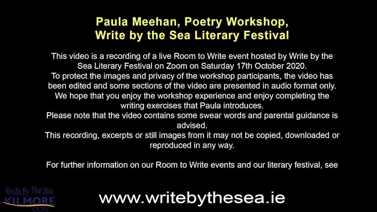 Paula Meehan Workshop 17 Oct 2020
