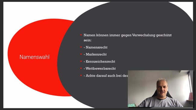 Namenswahl, Domain und Schutzrechte