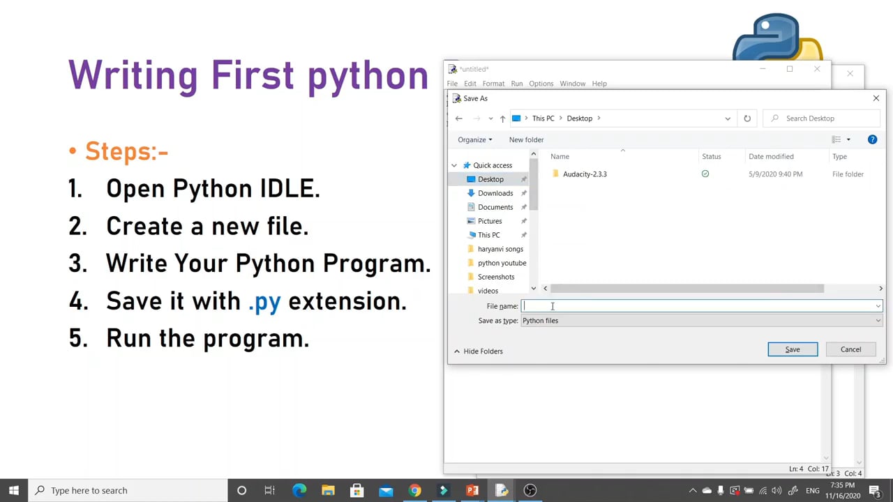 Writing First Python Program