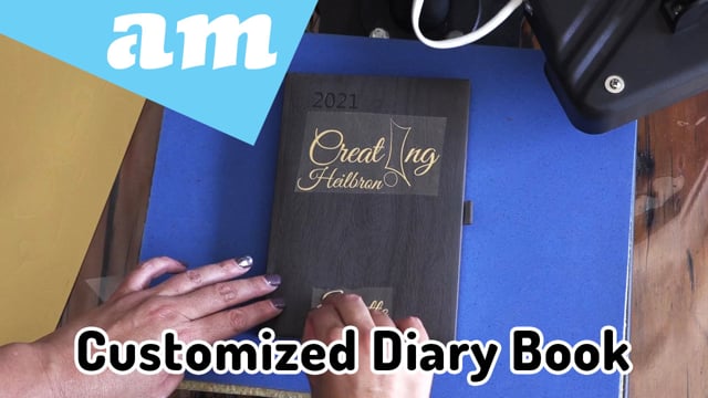 Customized Diary Book with Gold Foiled Wording Cut by Vinyl Cutter and Pressed-on by Heat Press