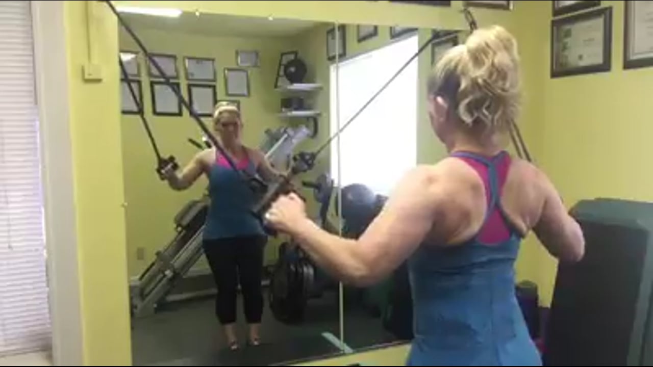 Exercise for weight loss-lat pull with tubing