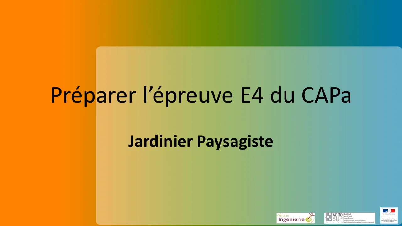 Pr parer l preuve terminale du CAPa Jardinier paysagiste