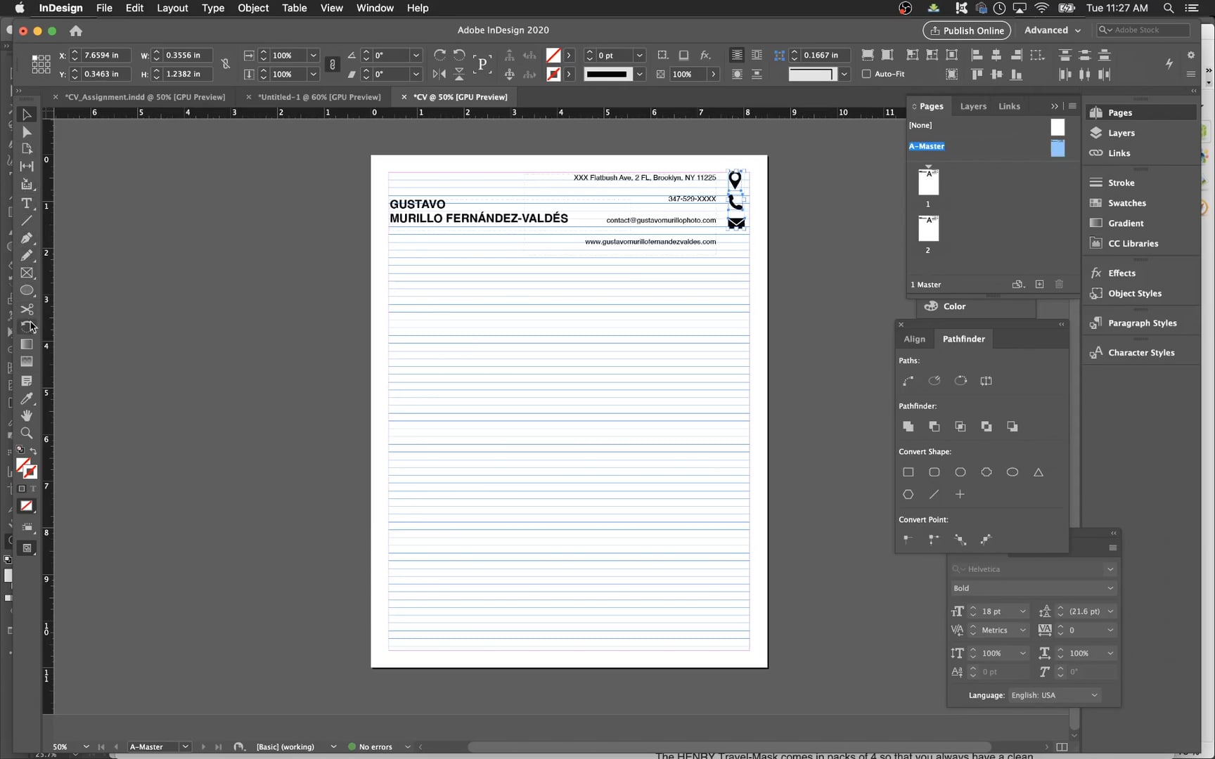 InDesign: Redesign your CV assignment on Vimeo