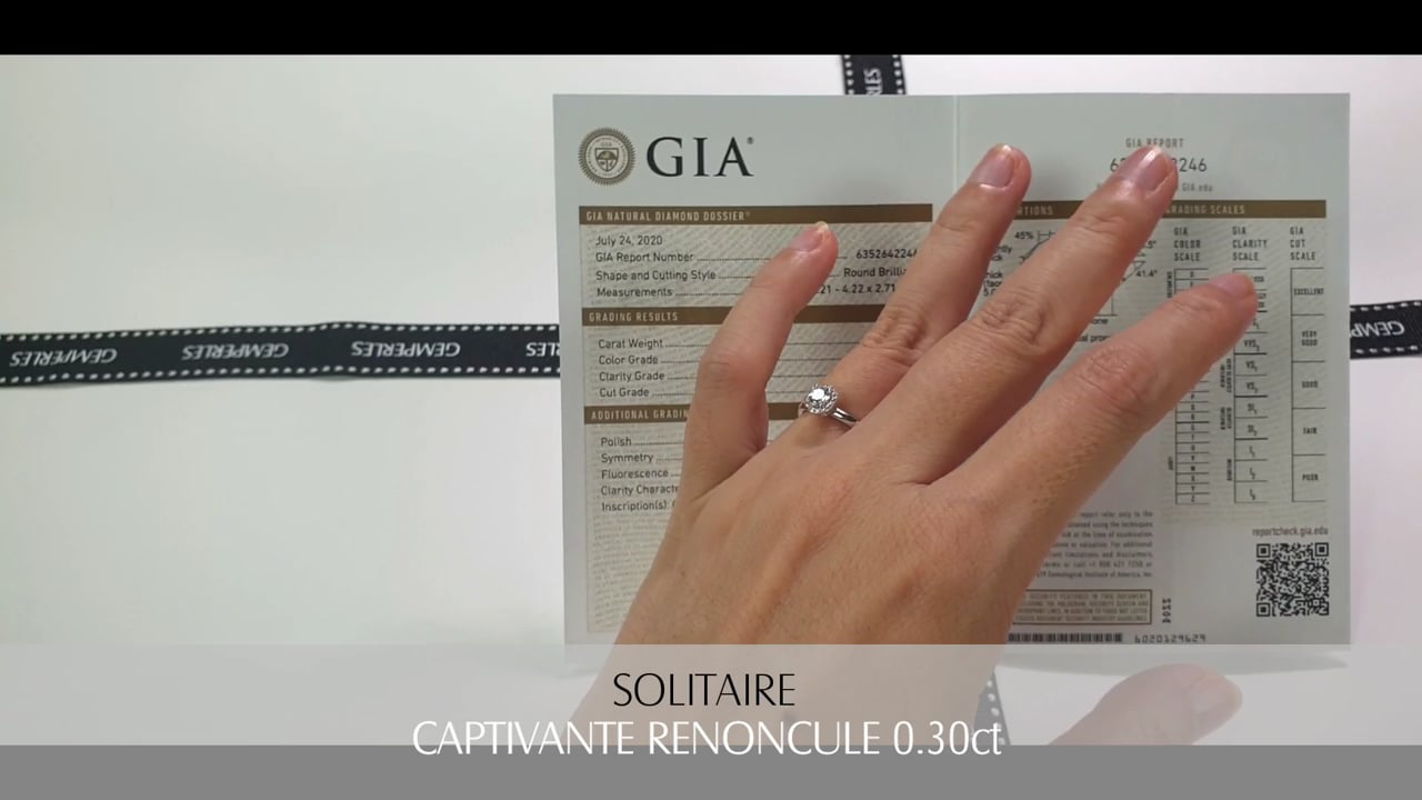 Solitaire Captivante Renoncule - Or Blanc & Diamants 0.30ct | Gemperles